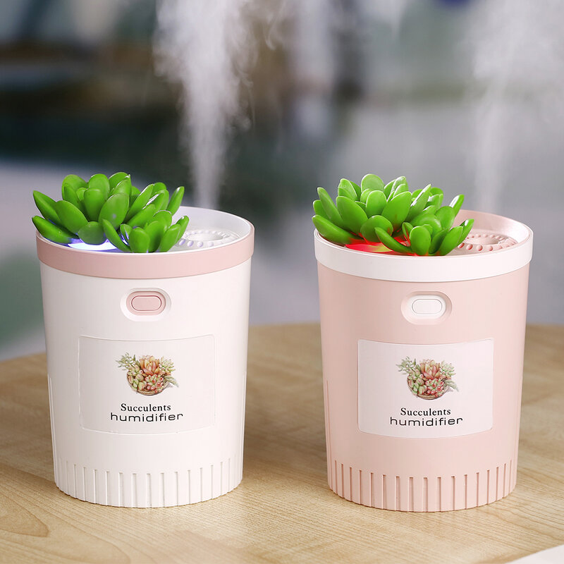 USB Succulents Air Humidifier จับเวลา Aromatherapy Diffuser Mist Maker Fogger Mini Aroma Atomizer 350ml สำหรับ Home