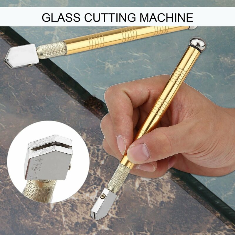Glassnijder Snijden Metalen Handvat Staal Glas Rhinestone Self-Smeerolie Feed Getipt Bril Cutter Craft Beglazing Tool