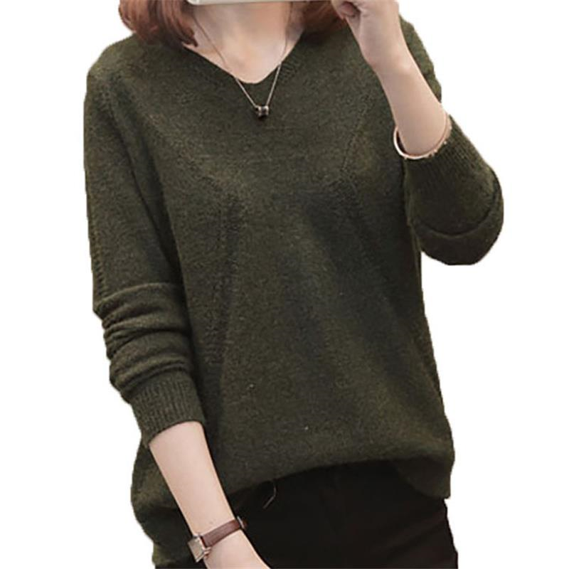 New Women Knitted Sweater Casual Jumper Basic Women Sweaters Korean Sexy Sweaters Ladies Autumn Winter Sweet Female Plus Size