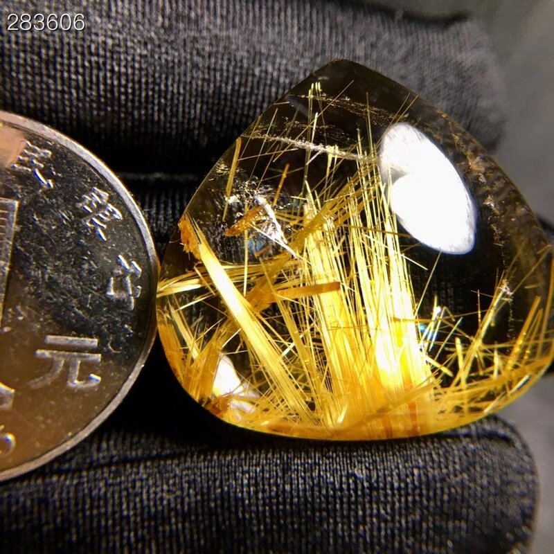 Natural Gold Rutilated Quartz Water Drop Pendant 26.8*25.7*9.4mm Wealthy Crystal Rutilated Jewelry Women Men Brazil AAAAAAA