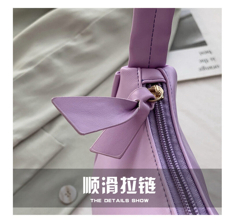 Женская сумочка из мягкой искусственной кожи, фиолетовая однотонная Сумочка под подмышку в стиле ретро, сумочки багет, модные дизайнерские ...