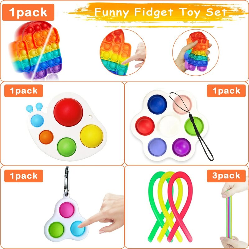 Zappeln Pack Günstige Push Popp Blase Einfache Dimple Spielzeug Set Stress Relief ADHS Autismus Spezielle Bedürfnisse für Kinder Erwachsene