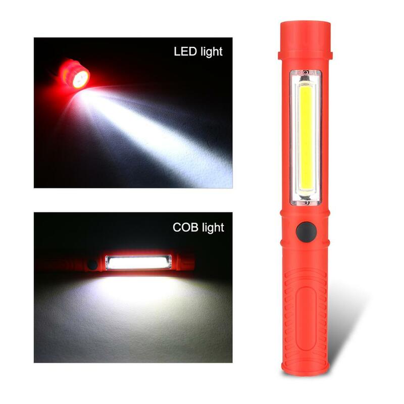 Miniluz LED COB multifunción para inspección de trabajo, linterna con imán inferior y Clip, color negro, rojo y azul