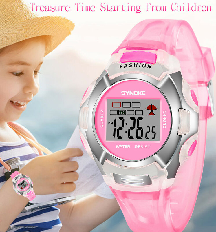 Часы Мужские SYNOKEแฟชั่นนาฬิกาเด็กหญิงเด็กชายนาฬิกาดิจิตอลLEDกีฬานาฬิกาปลุกวันเด็กนาฬิกาของขวัญ...