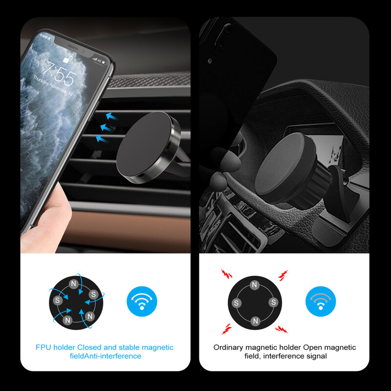 GTWIN-soporte magnético de teléfono para coche, montaje de rejilla de ventilación de Metal para iPhone, Samsung, Huawei, Xiaomi