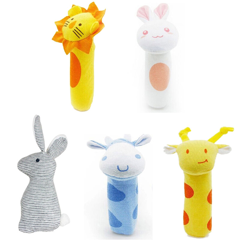1PC noworodków dzwonki ręczne grzechotki zabawki dla dzieci miękkie słodkie zwierzęta kreskówkowe Playmate pluszowa lalka zabawki dla dzieci noworodków wypchane lalki