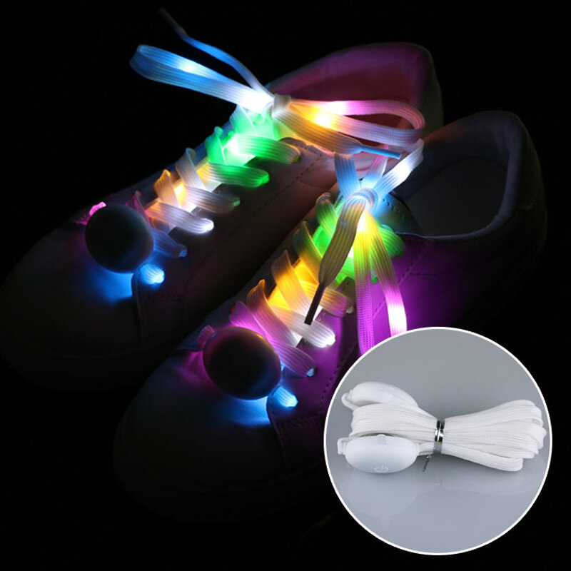 Cordones de zapatos deportivos LED luminosos, cordones de zapatos luminosos con luz de Flash redonda, baterías, 1 par