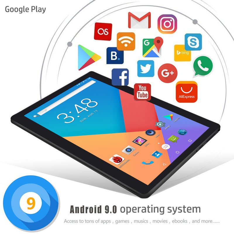 Tablet pc, 6g + 128gb, 10 polegadas, 4g, android 8.0, octa core, super tablets, ram 6gb, 128gb, wi-fi, gps 10.1, telefone, ips, dual sim