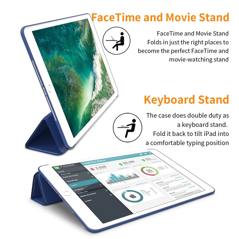 حافظة لجهاز iPad Air 5 الذكية لجهاز iPad Pro 11/10.5 غطاء لين لجهاز iPad 10.2/9.7 واقي Slimshell لجهاز iPad Mini 6/5/4/3/2