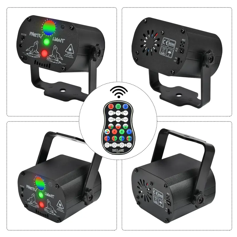 Lampu Disko Led Lampu Panggung Kontrol Suara Lampu Proyektor Laser Musik 60 Mode Lampu Efek RGB untuk Pertunjukan Pesta dengan Pengontrol