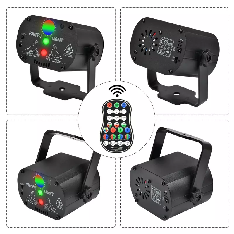 Lampu Disko Led Lampu Panggung Kontrol Suara Lampu Proyektor Laser Musik 60 Mode Lampu Efek RGB untuk Pertunjukan Pesta dengan Pengontrol
