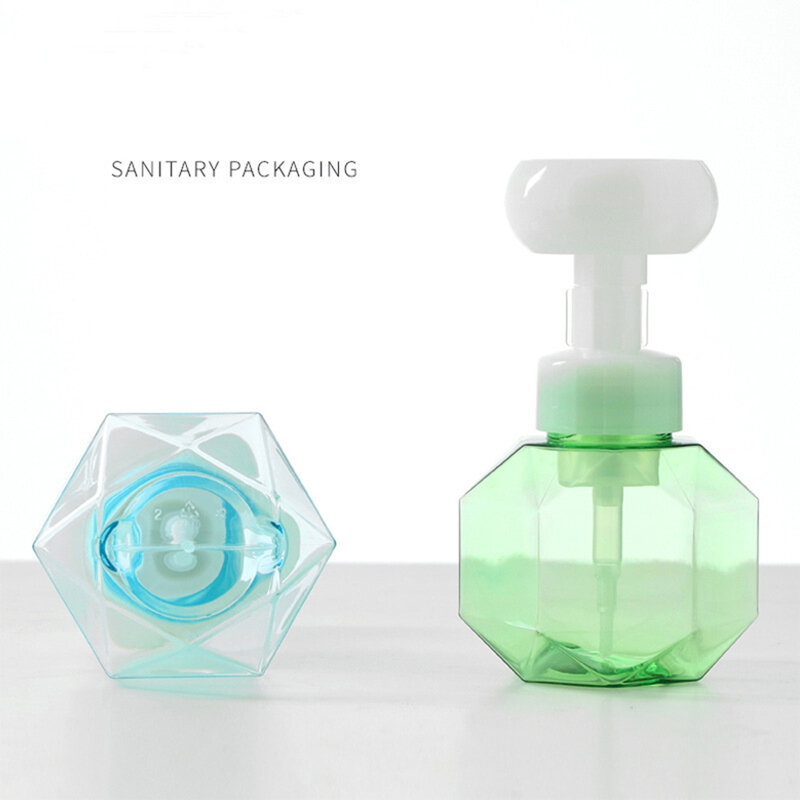 Dispensador de jabón con forma de flor, botella transparente de plástico, bomba de espuma de Gel de ducha de viaje para baño, 300ml