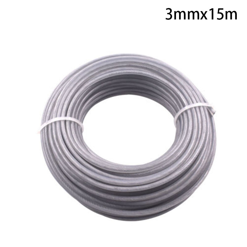 Linea di cavi per decespugliatore più sottile per filo di acciaio 3Mm grigio 15m Trimmer vendita calda in magazzino drop shipping