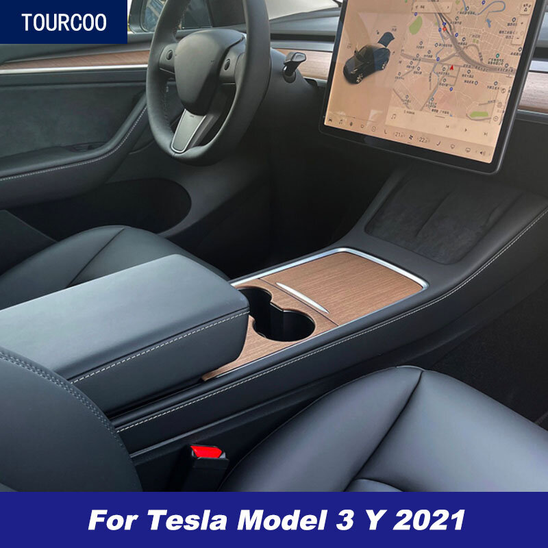 Film protecteur de console centrale de voiture Remplacement d/'autocollant de console centrale de grain de bois pour Tesla 2017-2021 Autocollant de console centrale