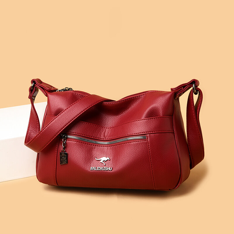 Multiple Zippers Retro Designer Shoulder Bags for Women 2021 Soft Leather Messenger Bags Retro Bag Ladies Handbags Sac Epaule