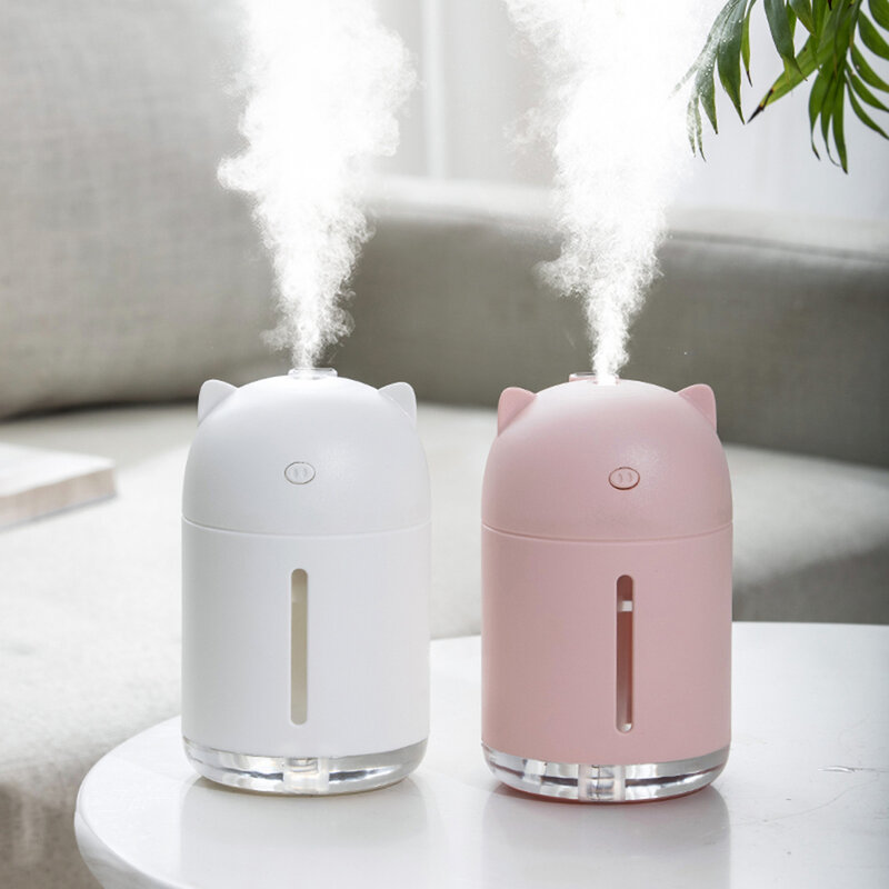 2019 new aromatherapy humidifier colorful atmosphere light 320ml air aroma essential oil diffuser with a usb fan and night light