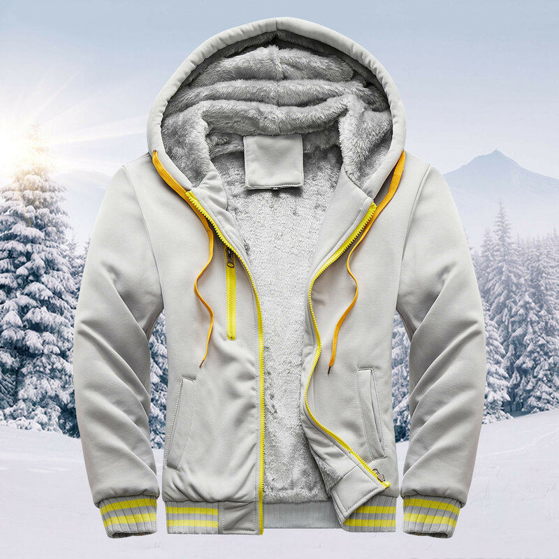 Homens com zíper hoodies jaqueta de inverno quente casaco de pele forrado velo hoodies jaqueta masculina forro de pele quente esporte agasalho 2023