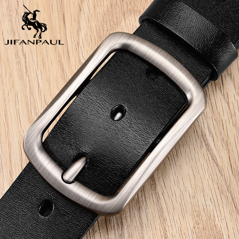 JIFANPAUL-Cinturón de cuero genuino para hombre, a la moda cinturones de cuero, informal, Retro, marca de lujo, hebilla para pantalones vaqueros, Envío Gratis