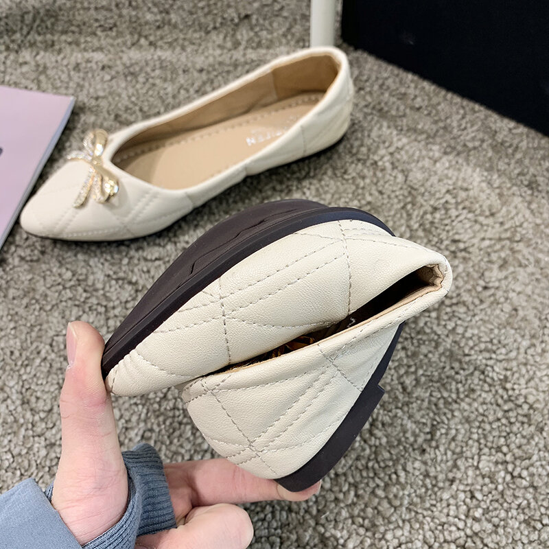 Women's Spring Flats Shoes,Off White,Black Loafers Flats Shallow,Casual,Comfort,Classic,Medical,Harajuku,Rubber Pumps Flat Shoes
