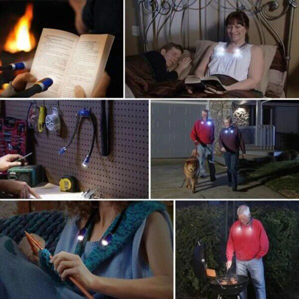 Lampe de lecture à cou Flexible et pratique, mains libres, lampe de nuit, lumière de Camping