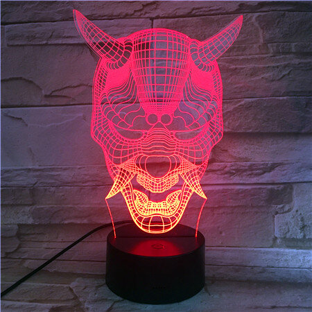 Lumière de nuit en forme de monstre en corne de bœuf 3D, Base tactile Usb, lampe de Table, 7 couleurs changeantes, pour chambre de bébé, éclairage de nuit, décor de maison
