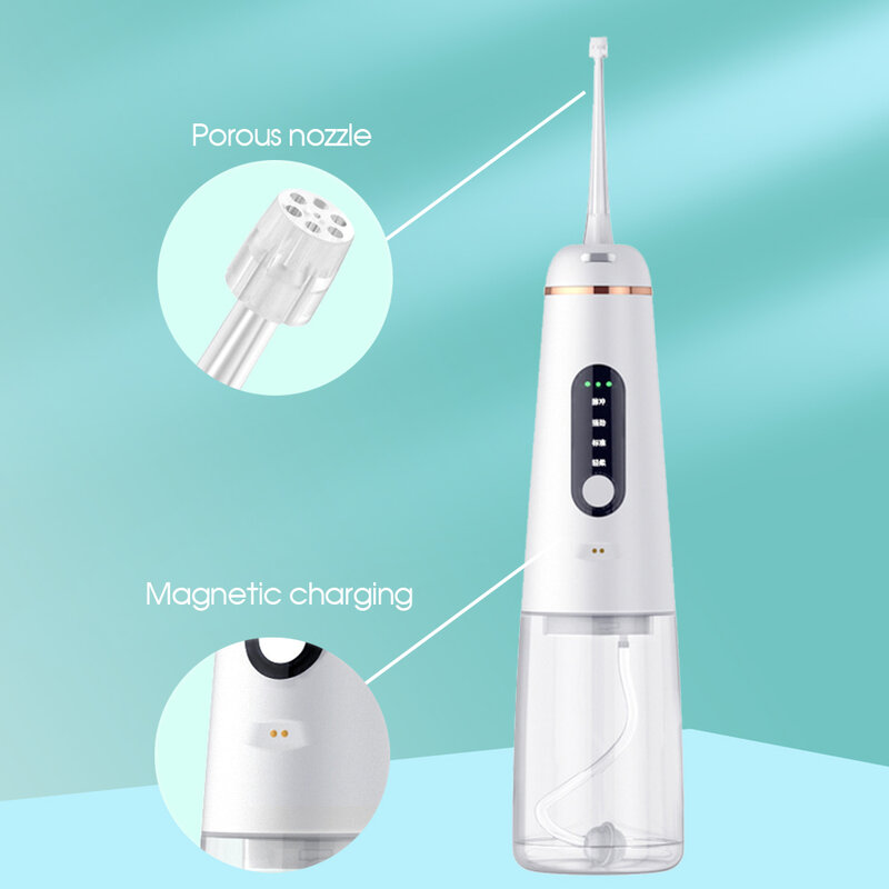 Boi 5 modalità 350ml USB ricaricabile elettrico Waterpulse irrigatore orale Flosser acqua getto dentale per denti finti perfatto sorriso