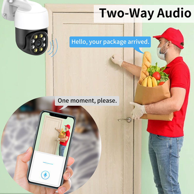 Azishn 3mp câmeras de vigilância ptz com wifi tuya ao ar livre à prova dtwo água áudio em dois sentidos armazenamento em nuvem cctv monitor câmera segurança