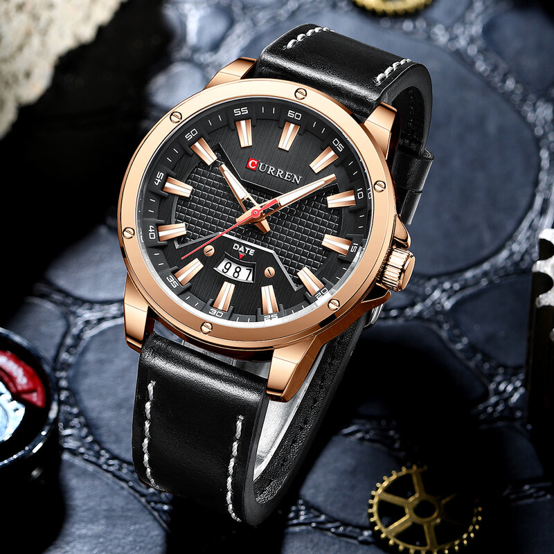 CURREN Sport Uhren Für Männer Lederband Quarz Armbanduhren Top Marke Luxus Mode Stil Leuchtende hände Uhren Uhr Männer