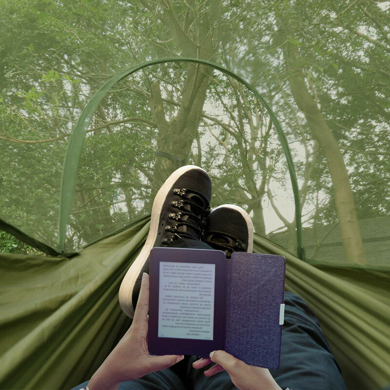 Hamaca de acampada con mosquitera, luz emergente portátil, para exteriores, paracaídas, hamacas de columpio, para dormir, cosas para acampar, 2021