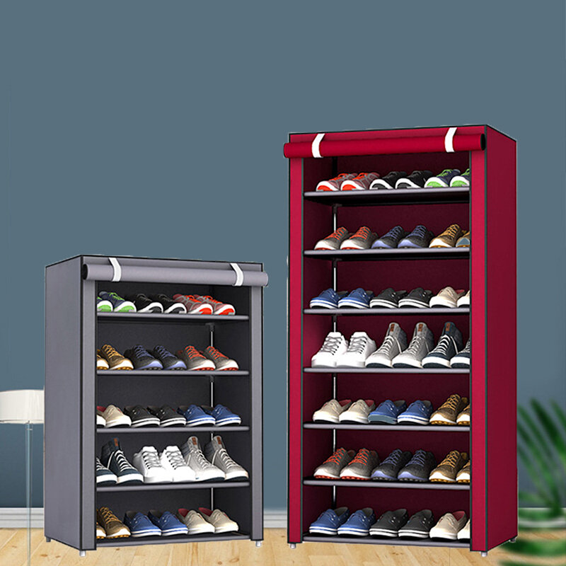 Multi-capa Simple del gabinete del zapato de ensamblado de ahorro de espacio zapatos organizador estante Hogar, dormitorio armario de almacenamiento a prueba de polvo de zapatos de Rack