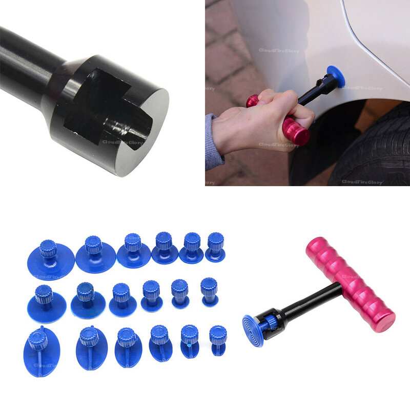 CloudFireGlory Universal 18 x Tabs & T-Bar Hammer Puller Lifter Car Dent Repair Puller Hail Pit Sagging Repair Kit