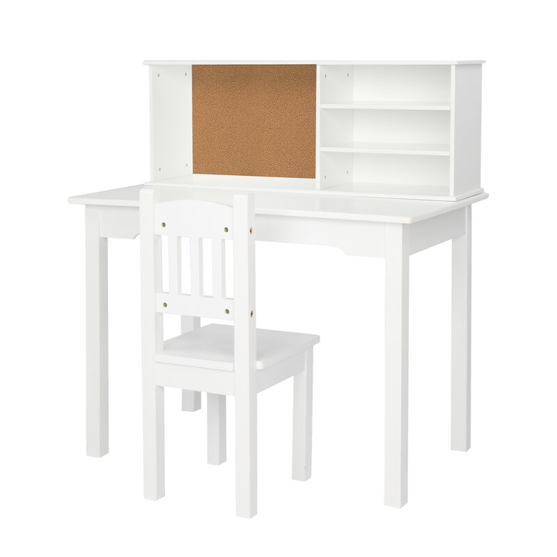 【Uea】未塗装の学生用テーブルと椅子セット、白、5層デスクトップ、多機能 (80*50*88.5cm)