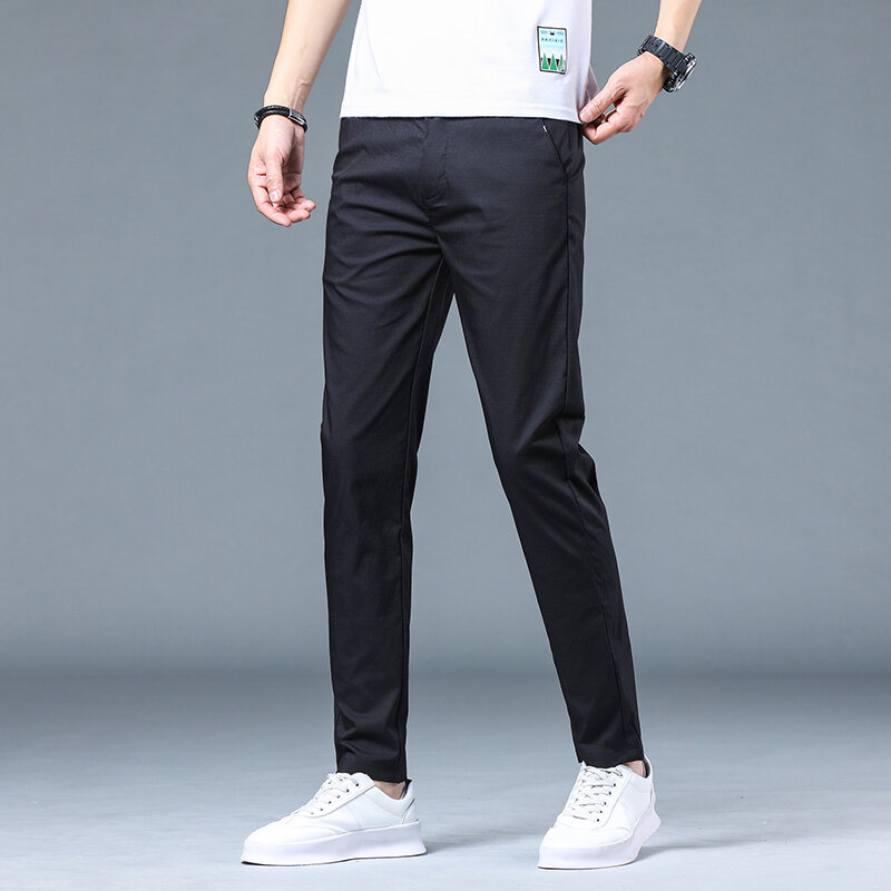 2022 wiosenny i jesienny nowy dorywczo spodnie męskie Pure Color Fashion Slim Twill odzież biznesowa Cargo spodnie Plus rozmiar 28-38