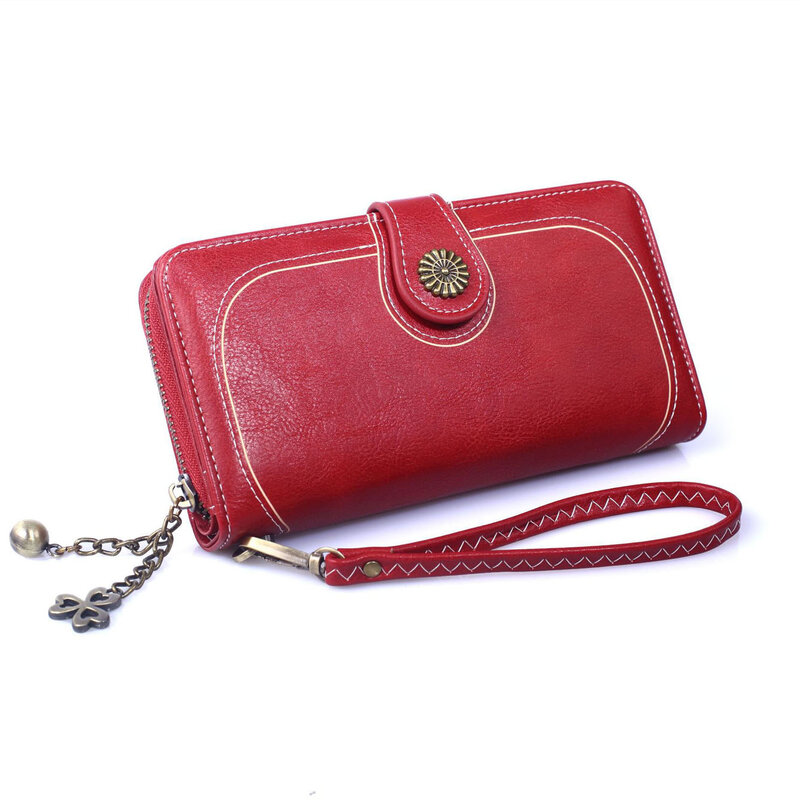 女性のための透かし彫りの革の財布,長いジッパー付きの財布,iphoneのハンドバッグ