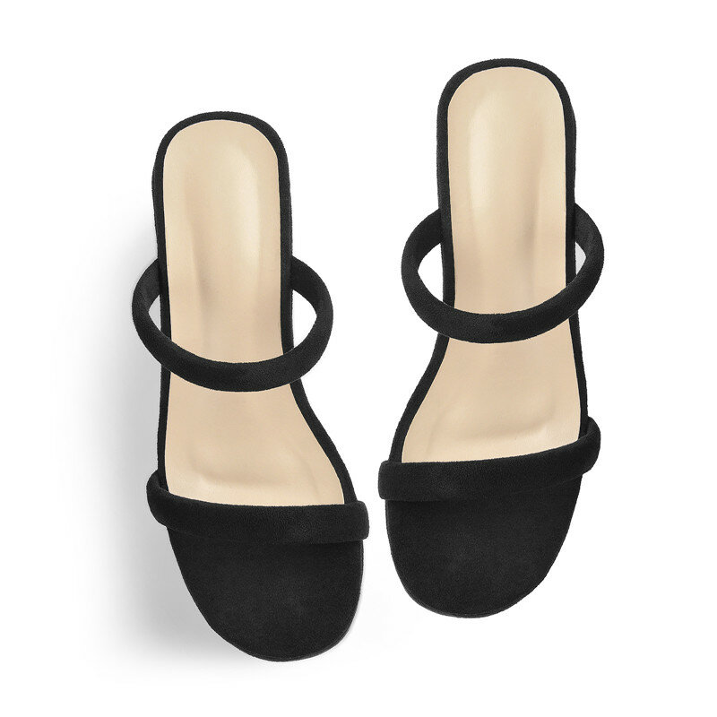 Onlymaker Women's Platform Black Wedge High Heels Sandals Mules For Summer