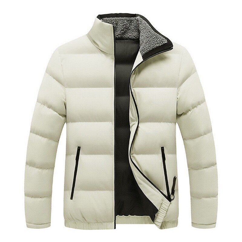 Новая теплая Толстая Мужская парка, зимняя повседневная мужская верхняя одежда, пальто, однотонная Мужская ветрозащитная хлопковая стеган...