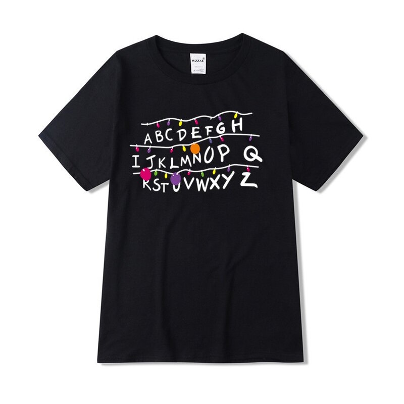 Fremden Dinge T-shirt Alphabet Druck Männer Und Frauen Lustige Fremden Dinge Hohe Qualität Mode Kurzarm Top T shirt
