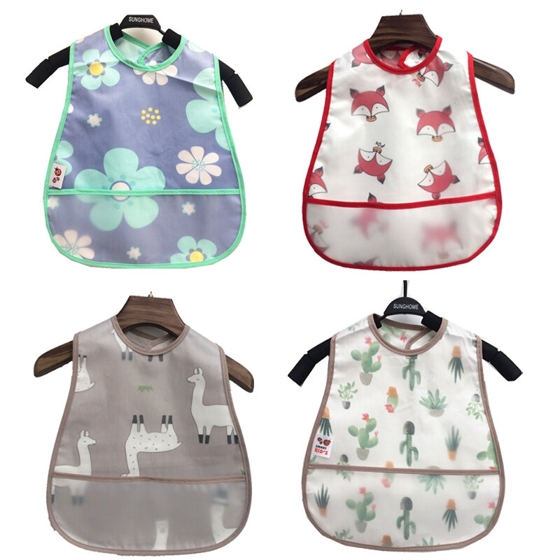 Bavoirs ajustables en coton EVA de haute qualité pour bébés, en tissu imperméable, motif de dessin animé, pour filles et garçons