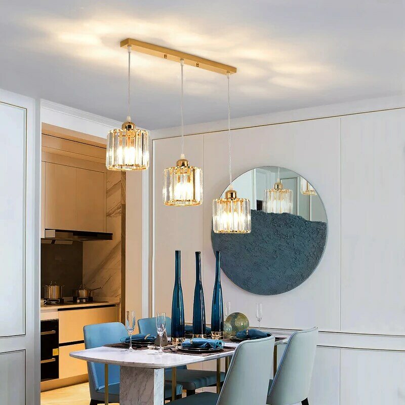 Современные хрустальные подвесные светильники K9, кухонный прикроватный светильник черного и золотого цвета для столовой, освещение для сп...