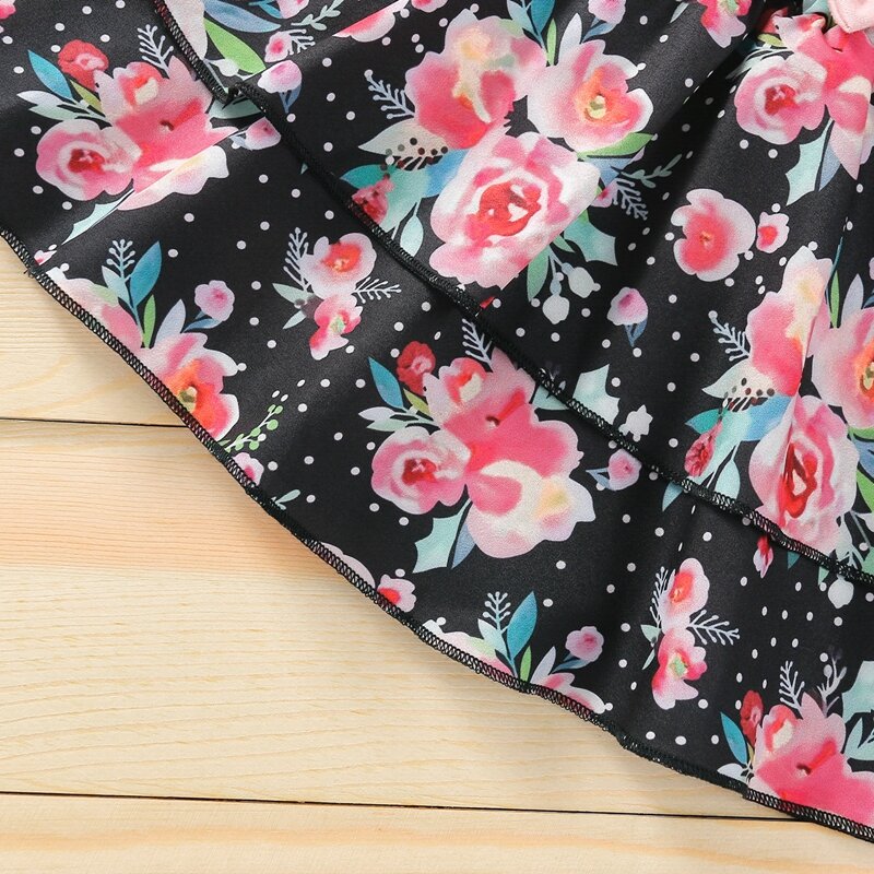 Conjunto de ropa para niña recién nacida, Pelele de manga larga con estampado de flores, falda y Diadema, 3 uds.