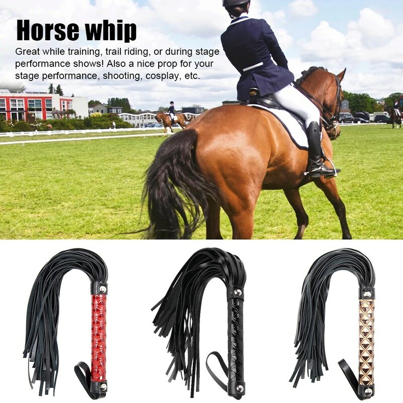 Horse Riding Whip Wear Resistant Braided Equestrian PU Leather Crop Outdoor Sports Non Slip Training Racing Stage Performance