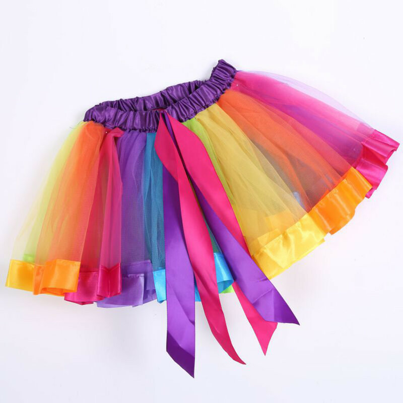 Ball Gown Miniskirt Women's Multicolour Tie-dye 3 Layered Elastic High Waist Short Skirt Fashion Adult Tutu Dancing Skirt 2021