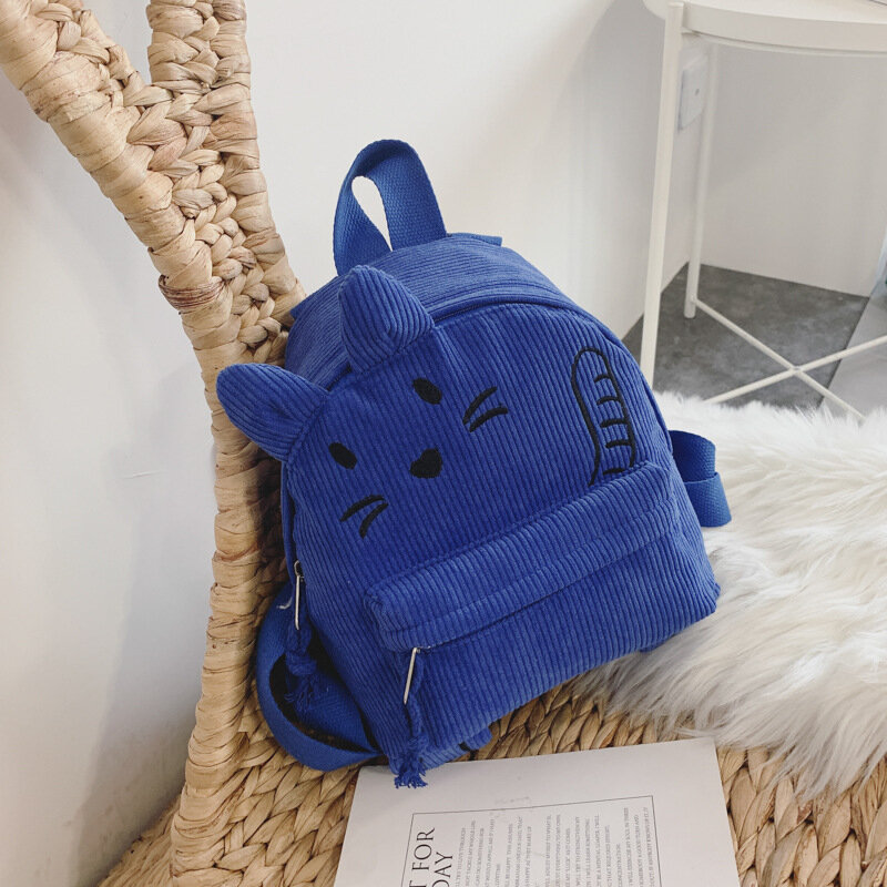 2019 Winter New Children's Bags Cartoon Cute Kitty Parent-child Backpack Corduroy Toddler Backpack