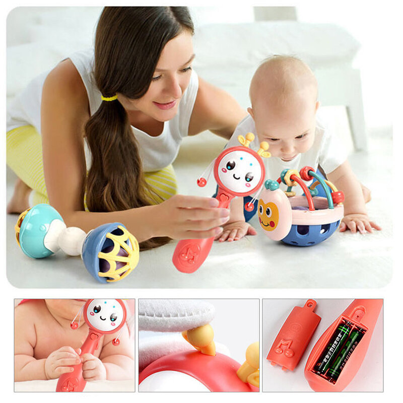 Baby Krippe Bett Glocke Spielzeug Batterie Betrieben Deer Baby Rassel Bildung Spielzeug Für 0-12 Monate Neugeborenen Beißring Rassel infant Hand Glocke