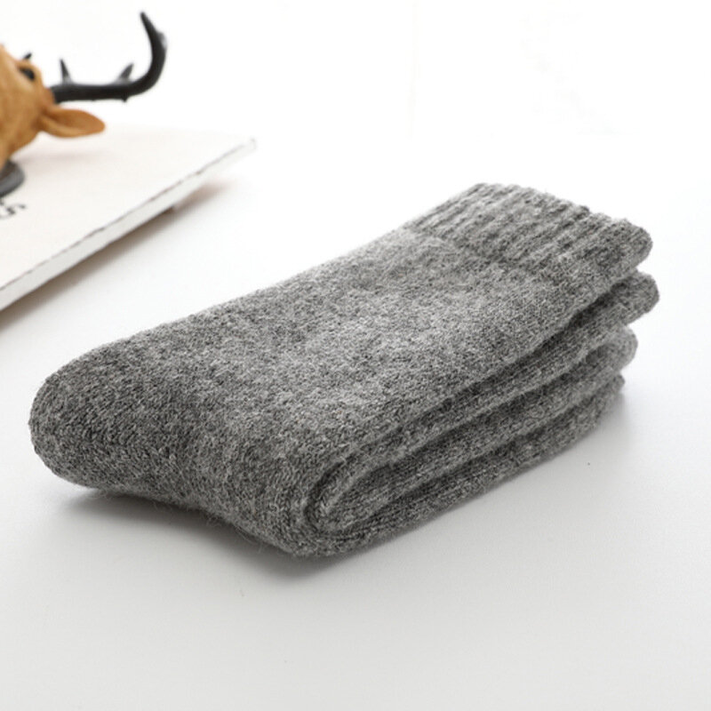 Super chaussettes en laine mérinos pour hommes et femmes, chaussettes monochromes, laine mérinos, lapin, contre le froid et la neige, hiver