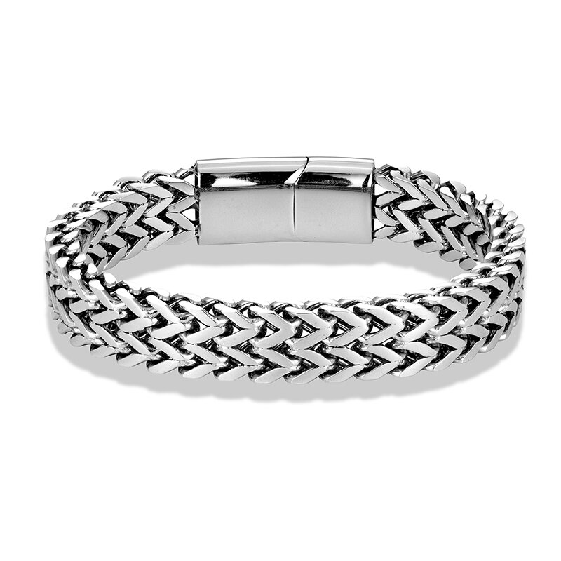 Stainless Steel Chain Men Bracelet Punk Hand Accessories Magnetic Clasp Vintage Wristband Male Jewelry Wholesale Christmas Gifts