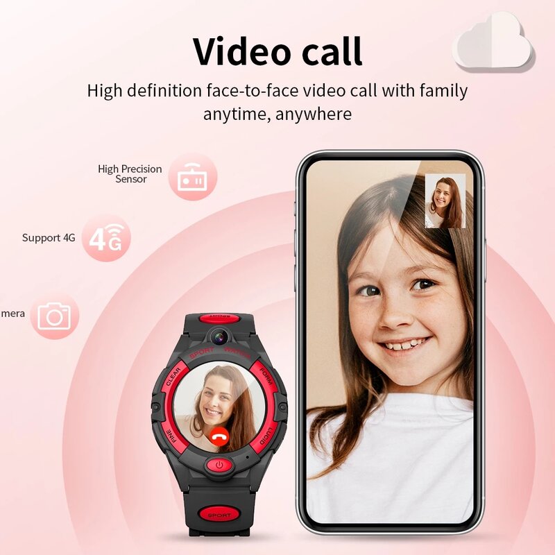 Reloj Inteligente 4G para niños, pulsera resistente al agua con GPS, seguimiento de localización y seguimiento de actividad física, vídeo SOS, llamadas telefónicas, regalo