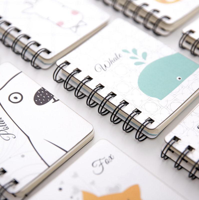 Simpatico cartone animato modello bobina di avvolgimento Notebook 80 pagine conto mano piccolo blocco note diario studente Notebook Planner facile da trasportare