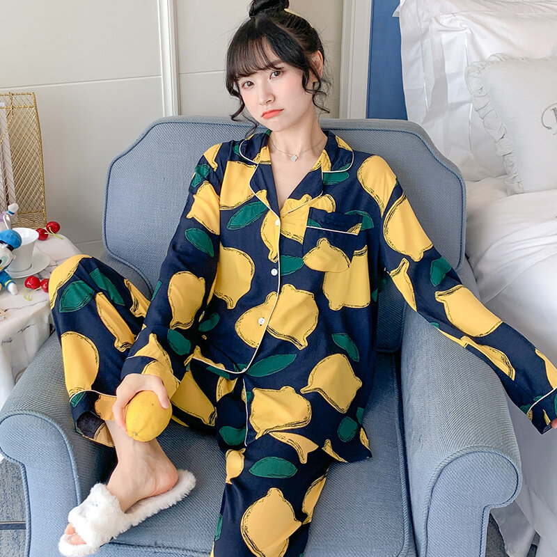 Poplin pijamas feminino manga longa verão fino ar condicionado quarto roupas de confinamento pode outerwear algodão seda casa
