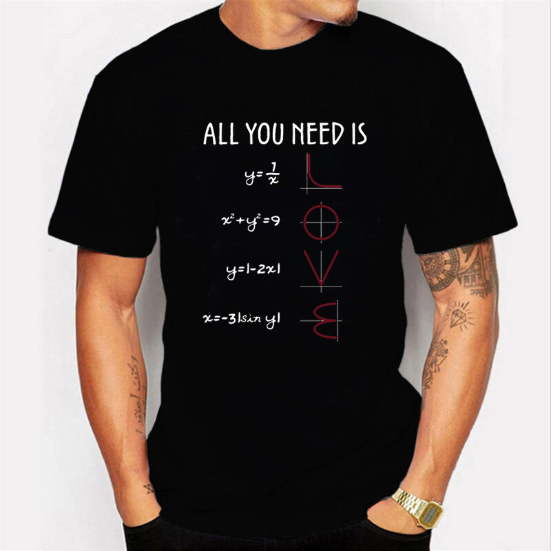 Śmieszne matematyka kun wzorzysta koszulka z krótkim rękawem bawełniana koszulka damska Tee wszystko czego potrzebujesz to miłość równania Japanes męska koszulka